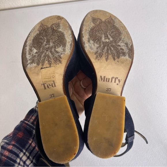 Ted & Muffy suede heels ankle strap blue size 37 - Picture 9 of 9